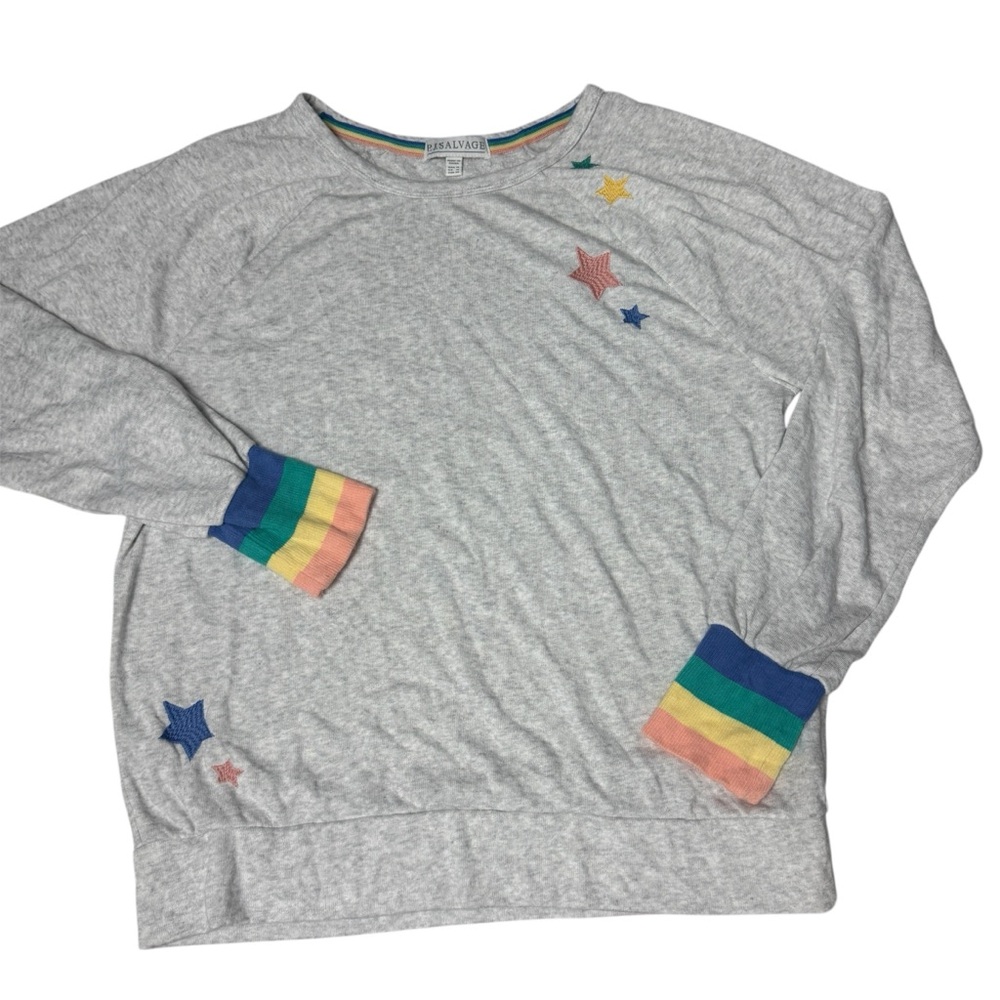 P.J. Salvage pajama top rainbow cuffs star pajamas shirt